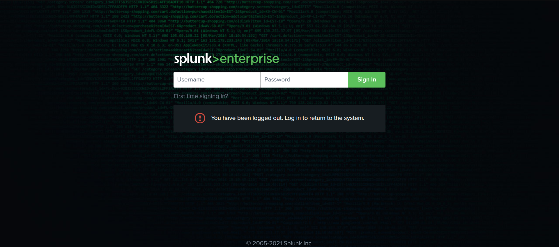 Splunk Enterprise Login